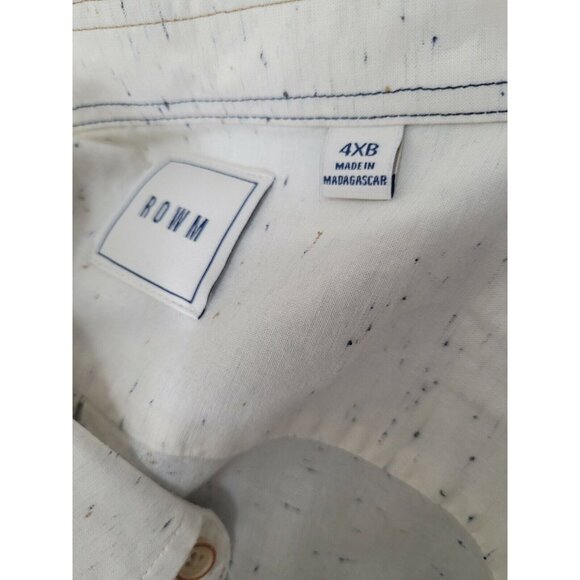 Rowm Mens Speckled Button-Down Shirt size 4XB White Long Sleeve 99% Cotton - Picture 4 of 7